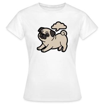 Pug dog qui pète, drôle - T-shirt Femme - blanc - Devant - AI Model Female 172 dark (172cm)