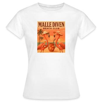 Malle Diven Beach Club Flamingo Mallorca Party - Women's T-Shirt - white - Front - AI Model Female 172 dark (172cm)