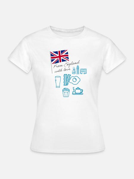 EXANGLIA (Blau + Grauer Text) - Frauen T-Shirt - Weiß
