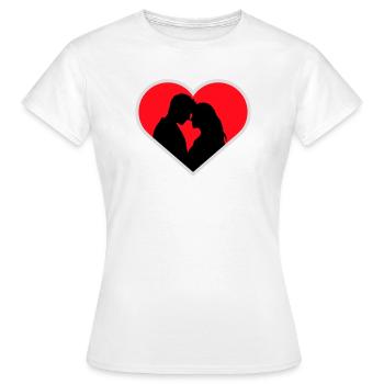Couple Silhouette Love Romance Valentine's Day Boyfriend - Women's T-Shirt - white - Front - AI Model Female 172 dark (172cm)