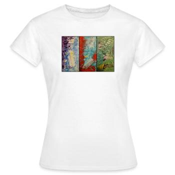 Triptychon Farbfluss - Frauen T-Shirt - Weiß - Vorne - AI Model Female 172 dark (172cm)