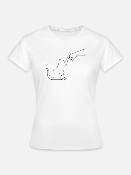 Katze Pfote lustig - Frauen T-Shirt - Weiß