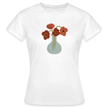 Red Poppy Vase Floral - Women's T-Shirt - white - Front - AI Model Female 172 dark (172cm)
