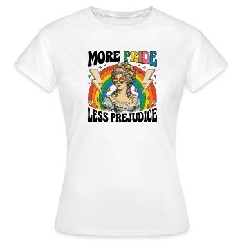 Mois de la fierté LGBTQ - Plus de fierté, moins de préjugés - T-shirt Femme - blanc - Devant - AI Model Female 172 dark (172cm)