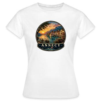 Annecy Urlaub Kolonialbauten Altstadt Wasser - Frauen T-Shirt - Weiß - Vorne - AI Model Female 172 dark (172cm)