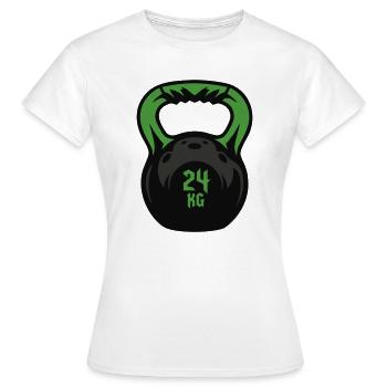 Kettlebell 24 KG Kugelhantel - Frauen T-Shirt - Weiß - Vorne - AI Model Female 172 dark (172cm)