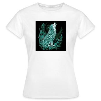 Style de la Ligne du Loup Lune avec Flora - T-shirt Femme - blanc - Devant - AI Model Female 172 dark (172cm)