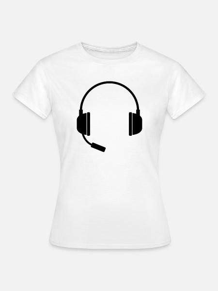 Headset mit Mikrofon - Frauen T-Shirt - Weiß