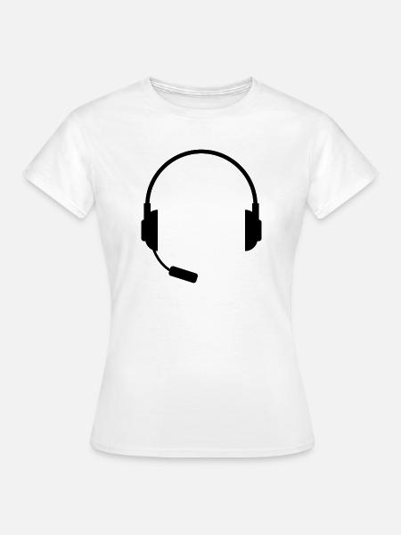 Headset mit Mikrofon - Frauen T-Shirt - Weiß