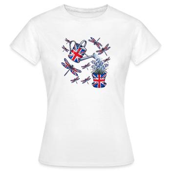 Art du jardin britannique : Cruche et fleurs - T-shirt Femme - blanc - Devant - AI Model Female 172 dark (172cm)