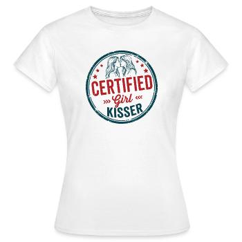 LGBTQ Pride Month - Lesbian Pride - Girl Kisser - Women's T-Shirt - white - Front - AI Model Female 172 dark (172cm)