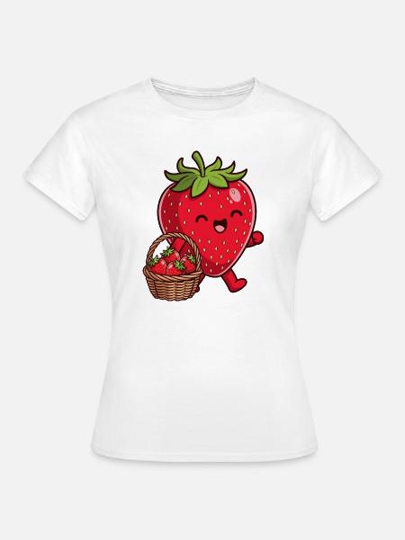 Lustige Erdbeere - Frauen T-Shirt - Weiß