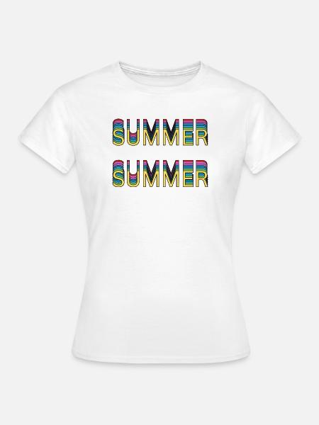 Sommer Regenbogen Schrift - Frauen T-Shirt - Weiß