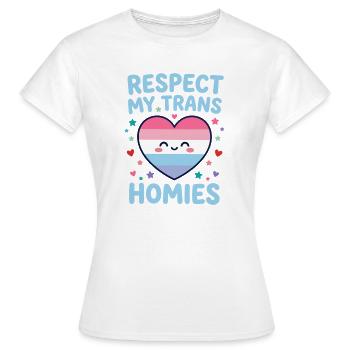 Mois de la fierté LGBTQ - Respect My Trans Homies - T-shirt Femme - blanc - Devant - AI Model Female 172 dark (172cm)