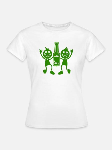 Grünes Duo mit Bierflasche - Frauen T-Shirt - Weiß