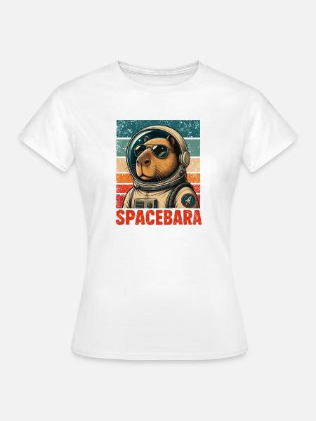 Spacebara Capybara Astronaut Weltraum Retro - Frauen T-Shirt - Weiß