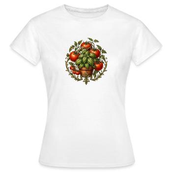 Tomaten & Basilikum - Frauen T-Shirt - Weiß - Vorne - AI Model Female 172 dark (172cm)