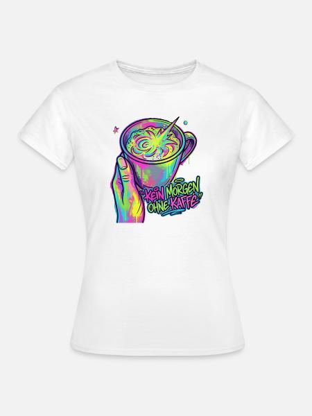 Kaffee Neon Splash – Morgenkick - Frauen T-Shirt - Weiß