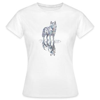 Husky sibérien avec réflexion dans l’eau - T-shirt Femme - blanc - Devant - AI Model Female 172 dark (172cm)