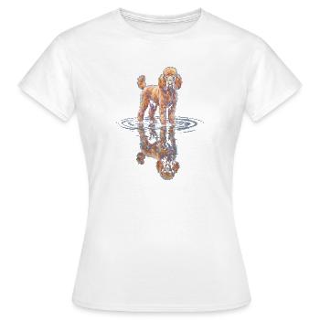 Poodle with water reflection - Women's T-Shirt - white - Front - AI Model Female 172 dark (172cm)