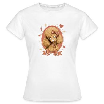 Rosa Pudel mit Schleife - Frauen T-Shirt - Weiß - Vorne - AI Model Female 172 dark (172cm)