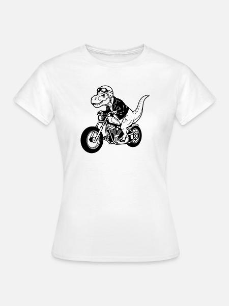 Motorrad-Dino - Frauen T-Shirt - Weiß