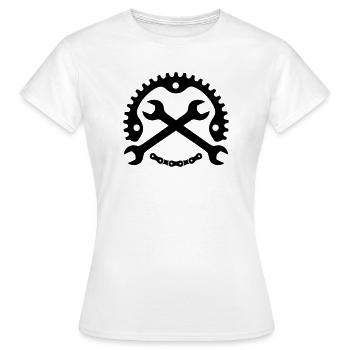 Mécanicien de moto – Logo du plateau - T-shirt Femme - blanc - Devant - AI Model Female 172 dark (172cm)