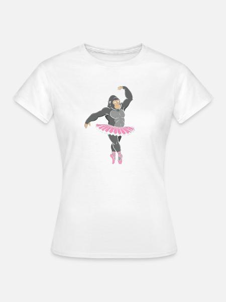 Gorilla im Pinken Tutu tanzt - Frauen T-Shirt - Weiß