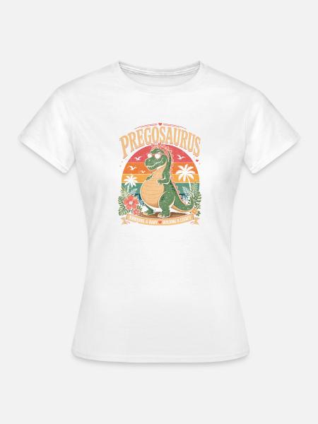 Lustiger schwangerer Dino Pregosaurus  - Frauen T-Shirt - Weiß