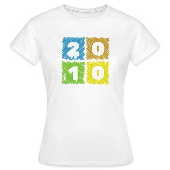 16. Geburtstag Farbige Patches since 07/2010 - Frauen T-Shirt - Weiß - Vorne - AI Model Female 172 dark (172cm)
