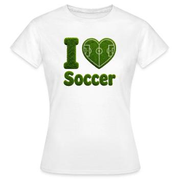 I Love Soccer Gras Herz Fußballfeld Design - Frauen T-Shirt - Weiß - Vorne - AI Model Female 172 dark (172cm)