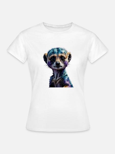 Buntes Erdmännchen Wasserfarben-Illustration - Frauen T-Shirt - Weiß