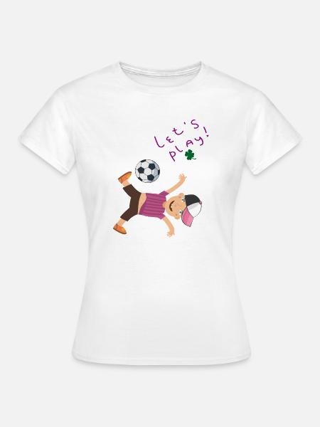 kleiner Junge mit Fußball - Frauen T-Shirt - Weiß