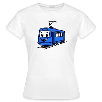 tram cartoon - Women's T-Shirt - white - Front - AI Model Female 172 dark (172cm)