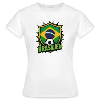 Brasilien Fußball Shield - Frauen T-Shirt - Weiß - Vorne - AI Model Female 172 dark (172cm)