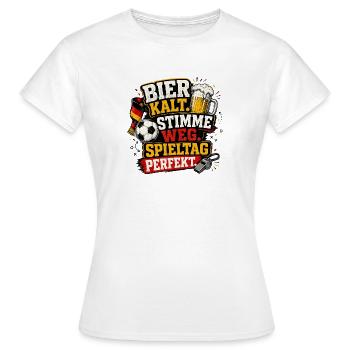 Bier kalt Stimme weg Spieltag perfekt Fussball - Frauen T-Shirt - Weiß - Vorne - AI Model Female 172 dark (172cm)