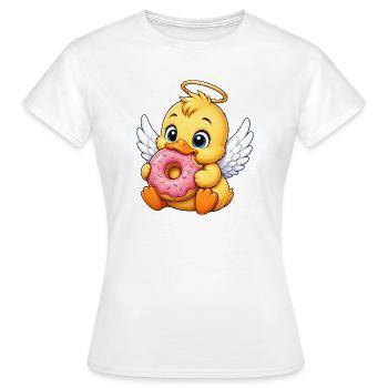 Auréole canard mignon avec ailes d’ange en beignet - T-shirt Femme - blanc - Devant - AI Model Female 172 dark (172cm)