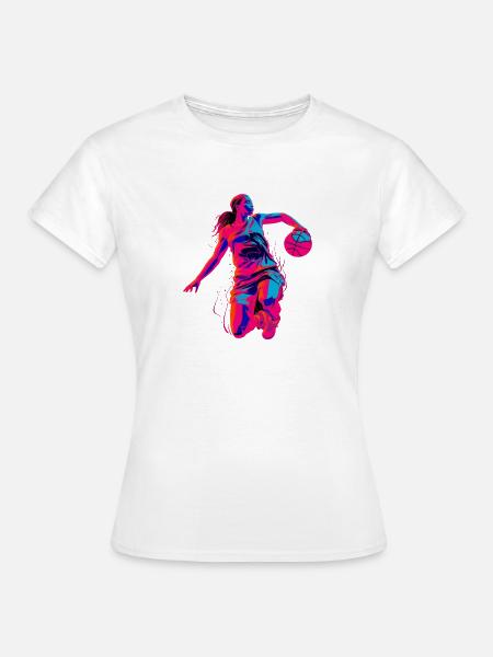 Retro Farben Basketballspielerin - Frauen T-Shirt - Weiß