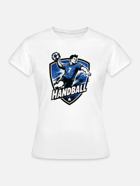 Handball Stürmer Blau Shield - Frauen T-Shirt - Weiß
