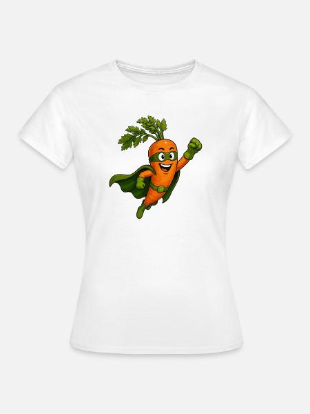 Karotte Superheld Comic Motiv  - Frauen T-Shirt - Weiß