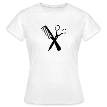 Gekreuzte Schere - Frauen T-Shirt - Weiß - Vorne - AI Model Female 172 dark (172cm)
