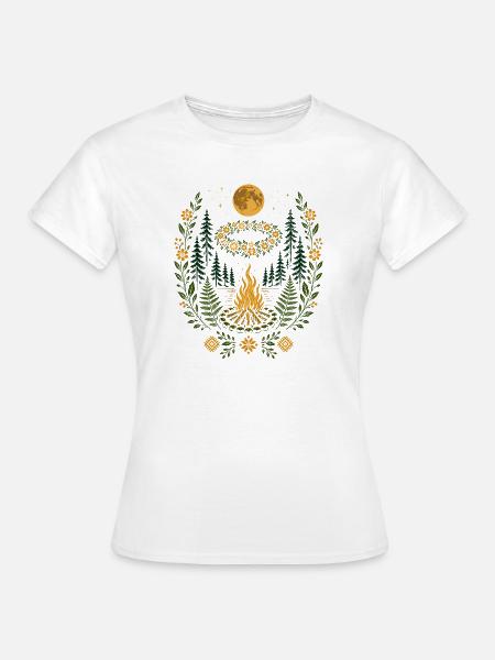 Kupala-Nacht-Lagerfeuer - Frauen T-Shirt - Weiß