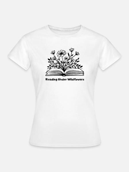 Reading Under Wildflowers - Frauen T-Shirt - Weiß