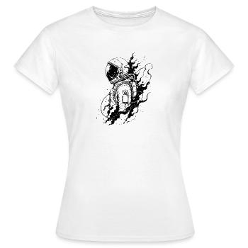 Astronaut zwischen Sternenstaub und Ewigkeit - Frauen T-Shirt - Weiß - Vorne - AI Model Female 172 dark (172cm)