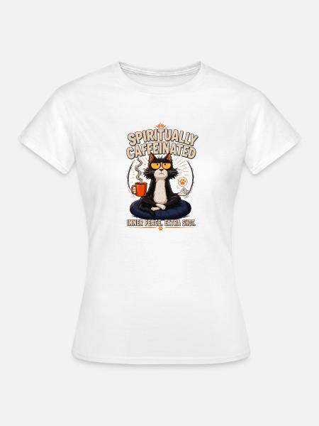 Spirited Cat Kaffeemeditation - Frauen T-Shirt - Weiß