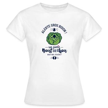 Annonce Grossesse Alerte Gros Bidon Chou - T-shirt Femme - blanc - Devant - AI Model Female 172 dark (172cm)