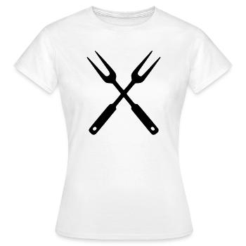 Grill, couverts, barbecue, équipe de food truck grill - T-shirt Femme - blanc - Devant - AI Model Female 172 dark (172cm)