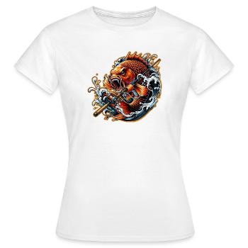 Fish with fishing rod - Women's T-Shirt - white - Front - AI Model Female 172 dark (172cm)