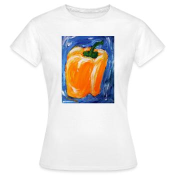 Le poivre orange dans l’expressionnisme - T-shirt Femme - blanc - Devant - AI Model Female 172 dark (172cm)