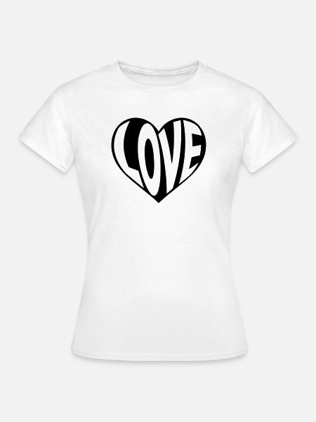 Love Herz, Liebe Herzmotiv  - Frauen T-Shirt - Weiß